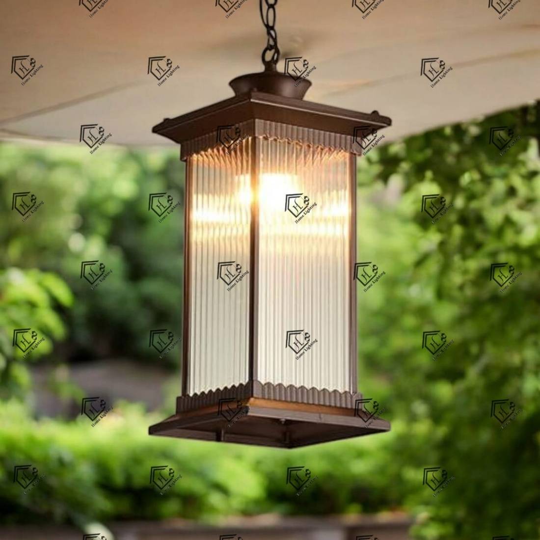 Black-Ribbed-Glass-Hanging-Outdoor-Lantern