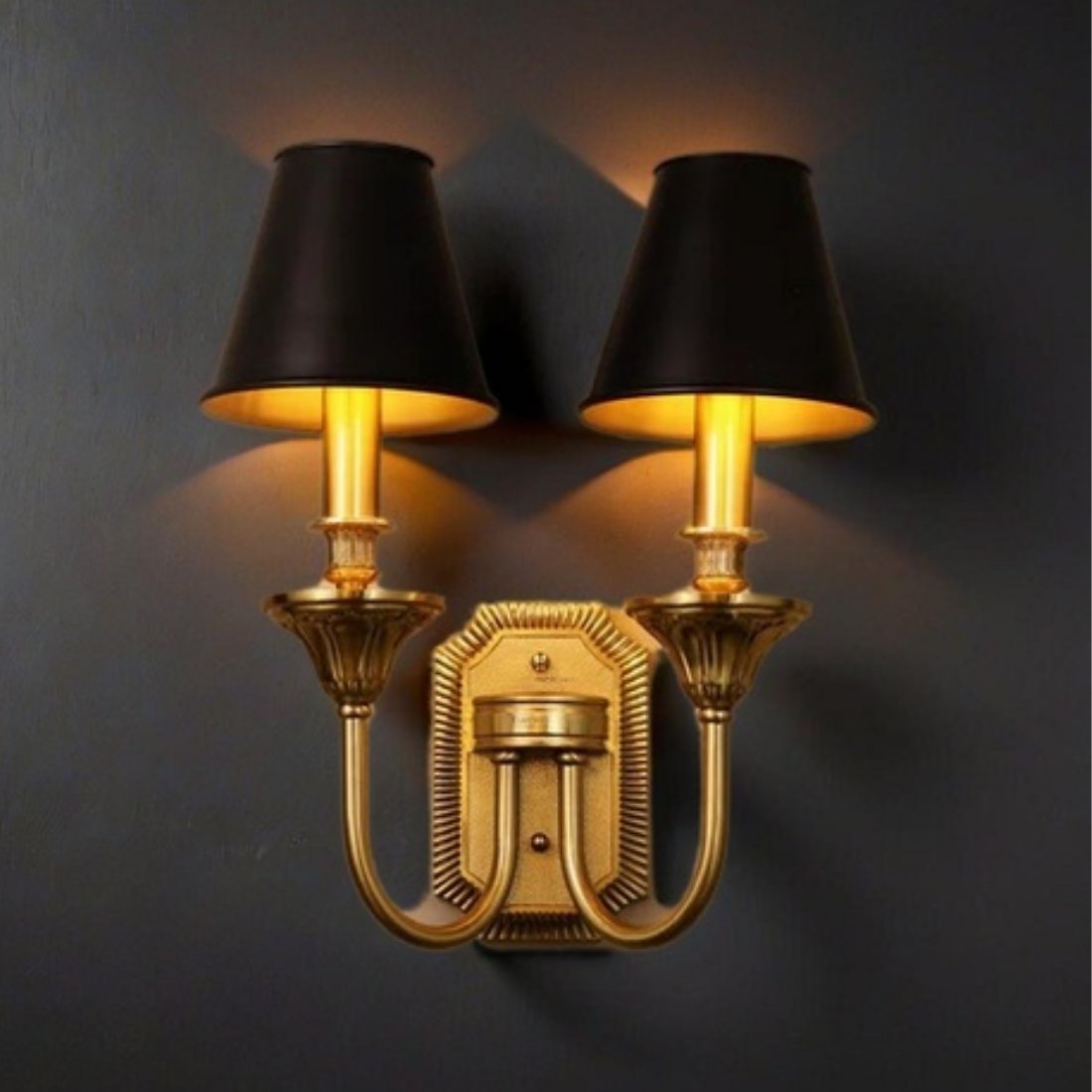 Premium-Black-Shade-Double-Arm-Wall-Sconce